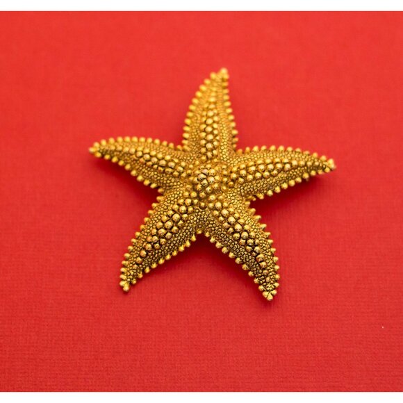 Vintage gold tone starfish statement brooch - f3 - Picture 1 of 2